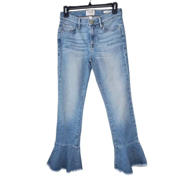 Frame Le Skinny De Jeanne Flounce‎ Flare Crop Jeans - Picture 1 of 4
